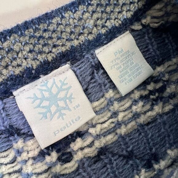 SKYR Sweaters Womens Medium Petite Wool Blend Fair Isle Nordic Buttons Blue Fall - Picture 3 of 9